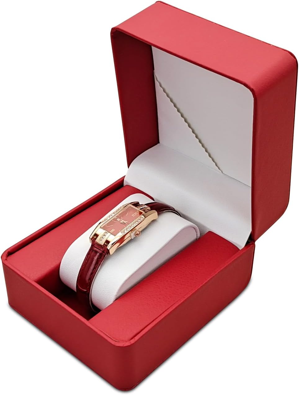 Portable Red Watch Display Box with Detachable Pillow