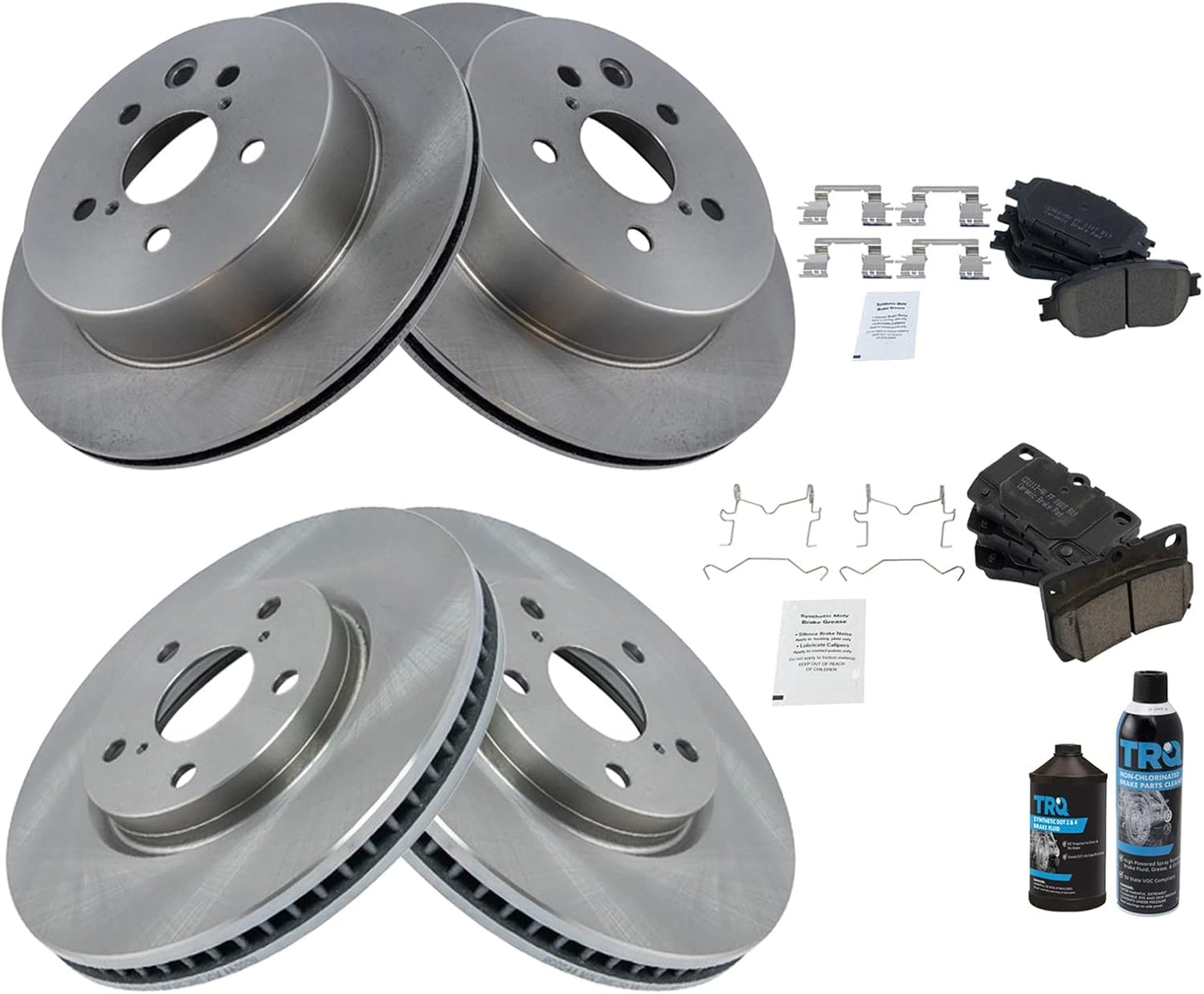 TRQ Front and Rear Brake Pad & Rotor Kit for Lexus Vehicles