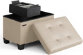 Storage Ottoman Cube with Small Bin - Beige Storage Footstool