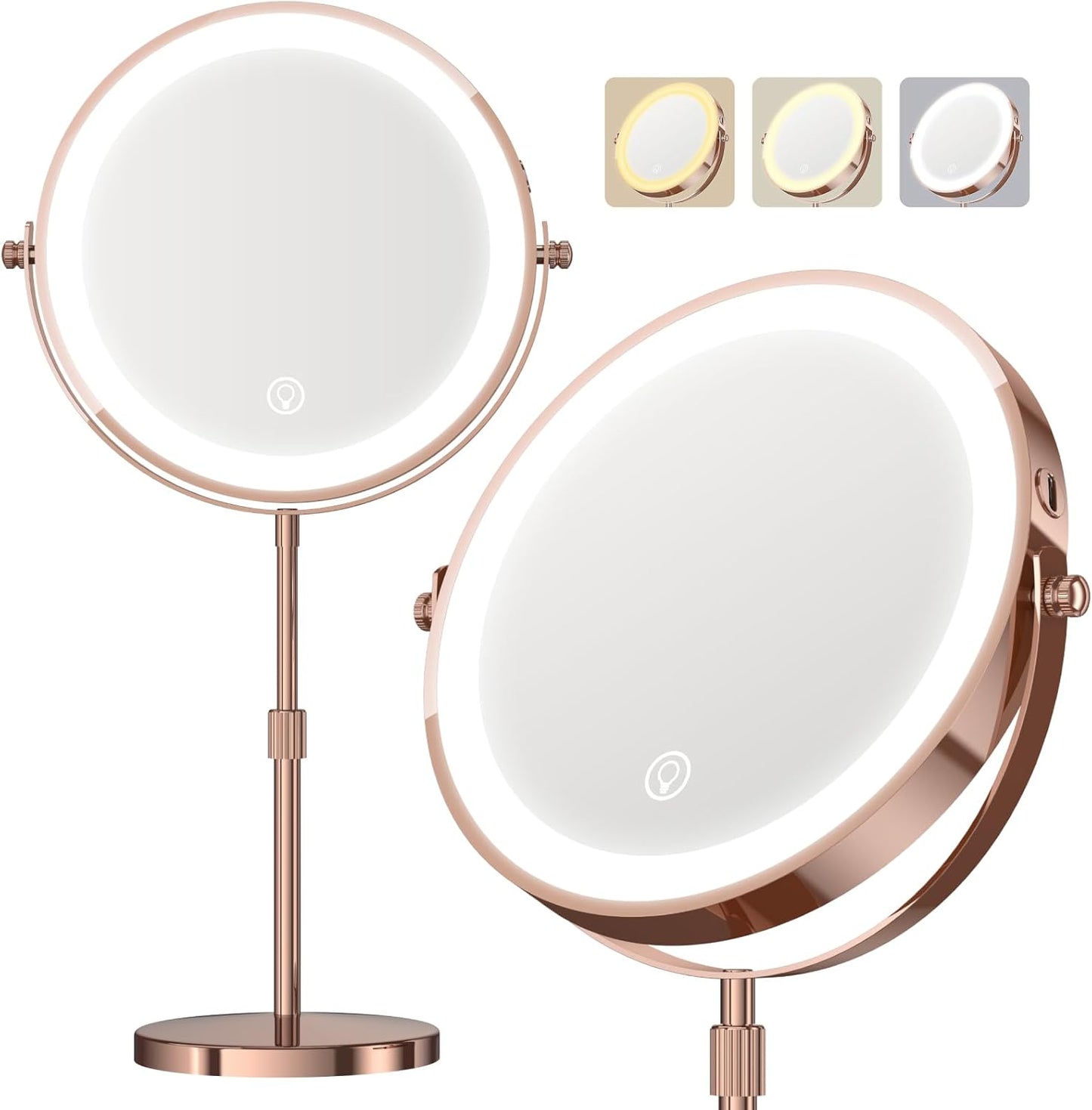 Makeup Mirror with Lights - 9in Double Sided Magnifying Design