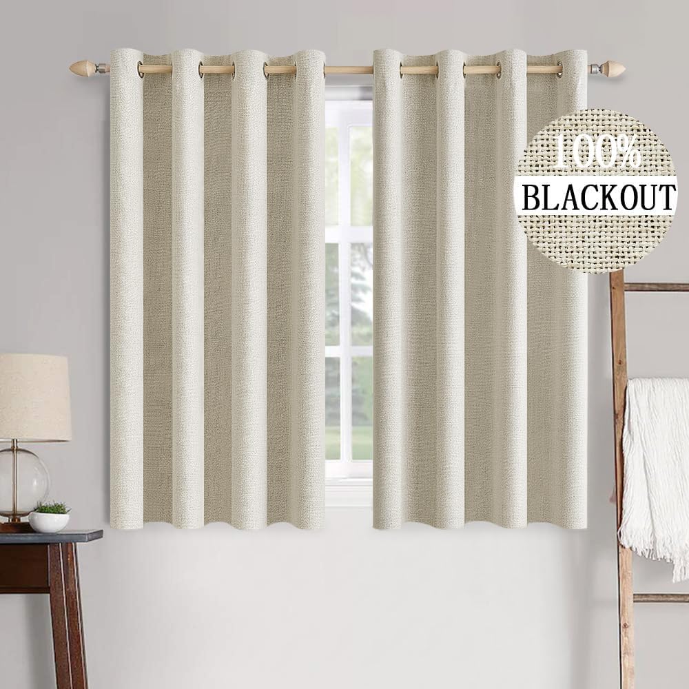 MIULEE Blackout Linen Textured Curtains for Bedroom & Living Room