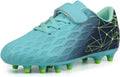 Kids Firm Ground Soccer Cleats with Velcro Closure - Easy On/Off Fit