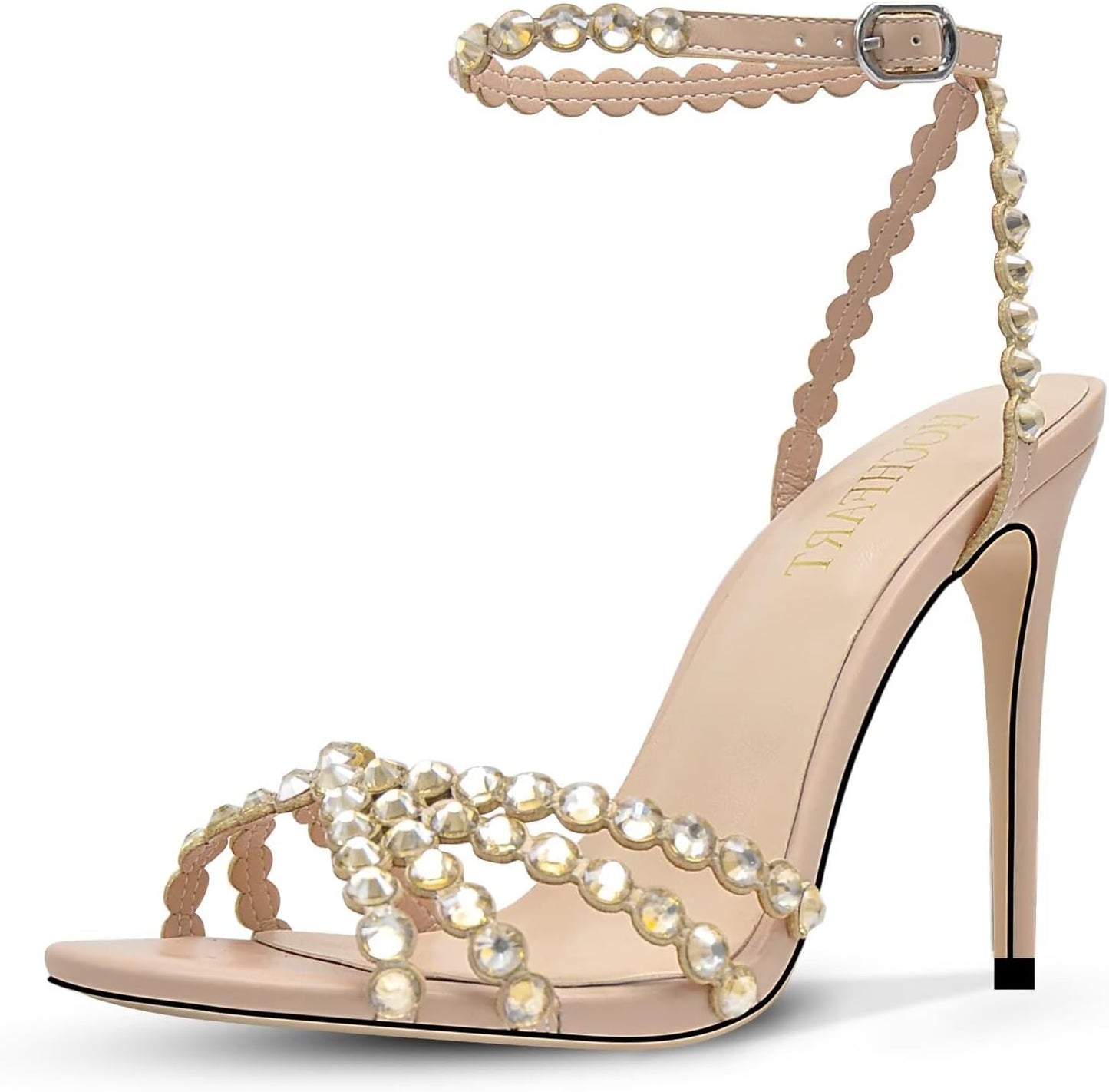 Rhinestone High Heels Stiletto Pumps for Women - Strappy Elegance
