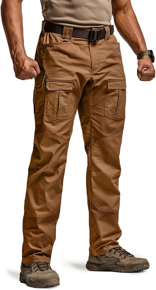 CQR Men's Flex Ripstop Tactical Pants for Outdoor Activities