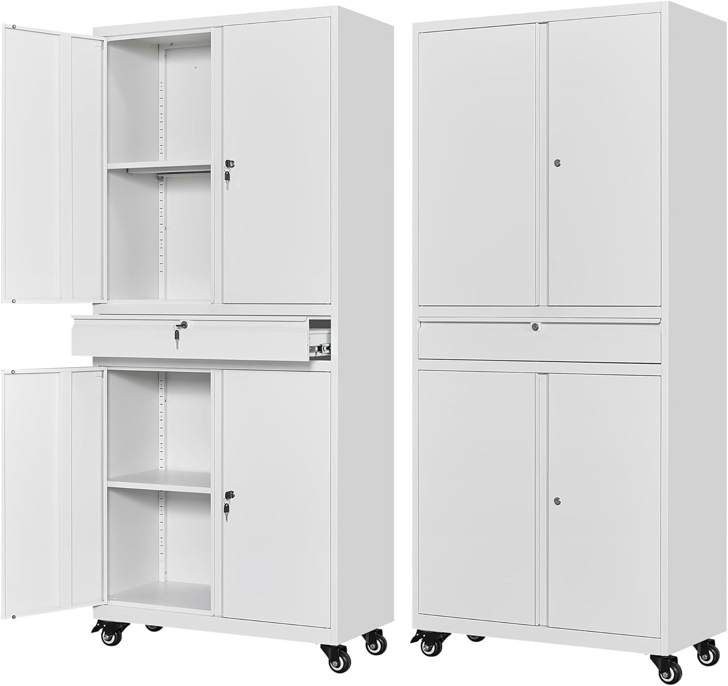 Letaya Metal Garage Storage Cabinet with Wheels for Home Use