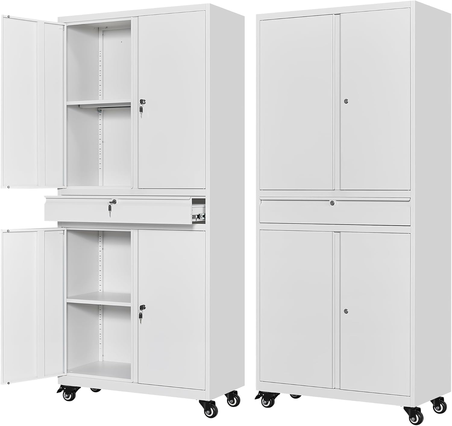 Letaya Metal Garage Storage Cabinet with Wheels for Home Use
