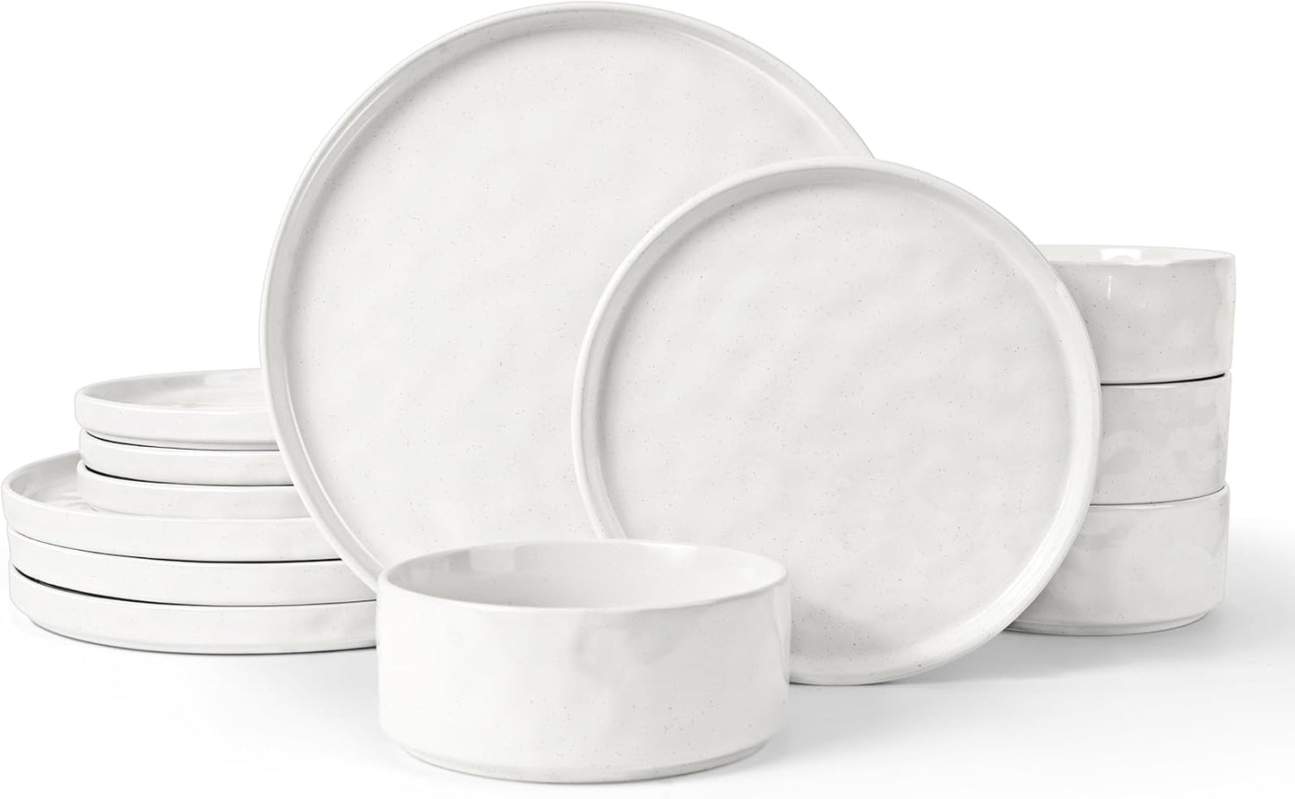 LIANYU Stoneware Dinnerware Set for 4, 12 Piece Dish Set