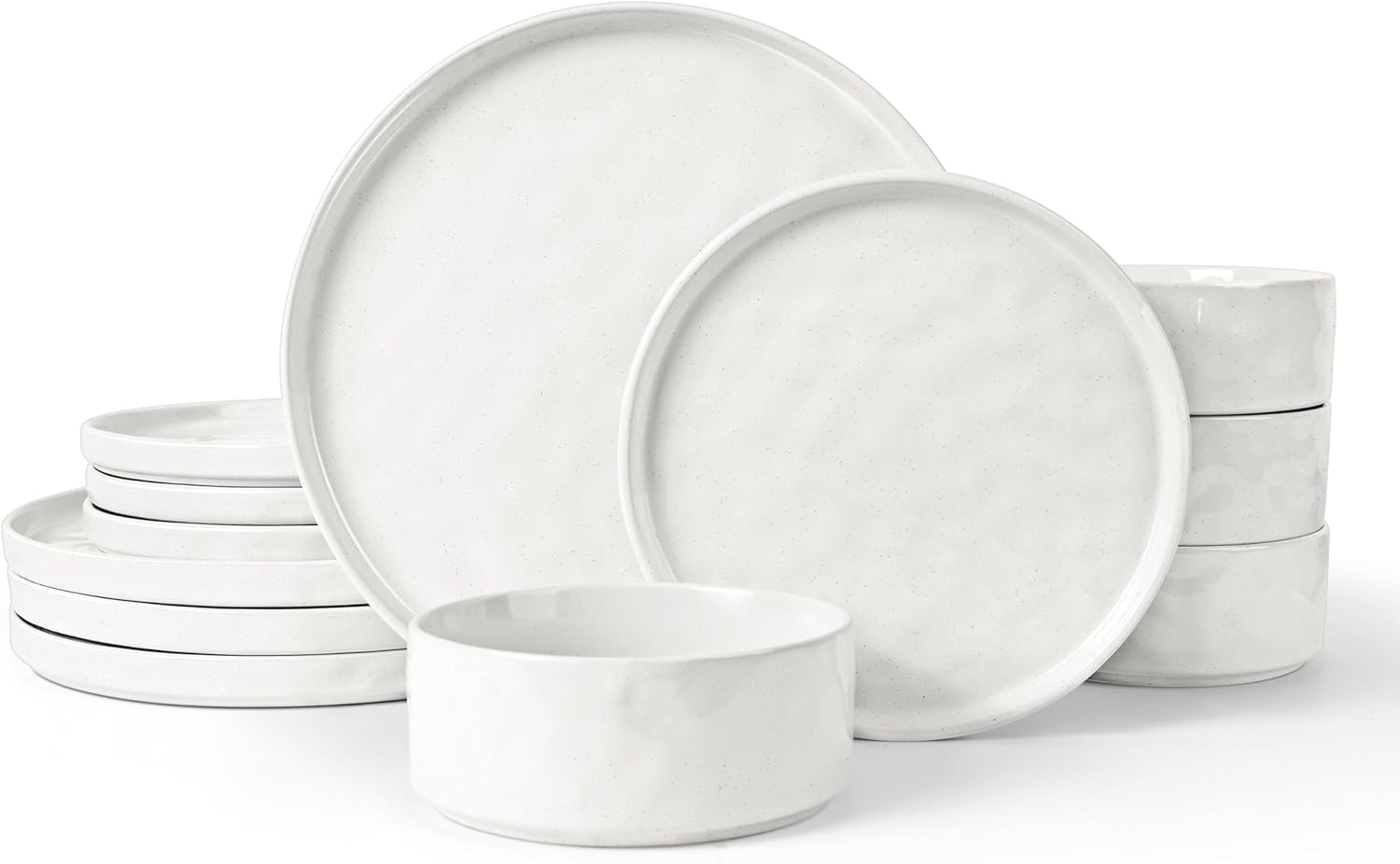 LIANYU Stoneware Dinnerware Set for 4, 12 Piece Dish Set