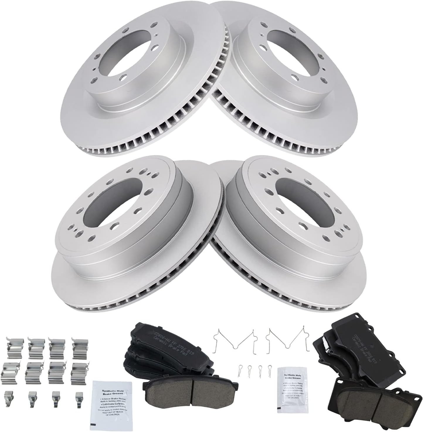 TRQ Front and Rear Brake Pad & Rotor Kit for Lexus GX460