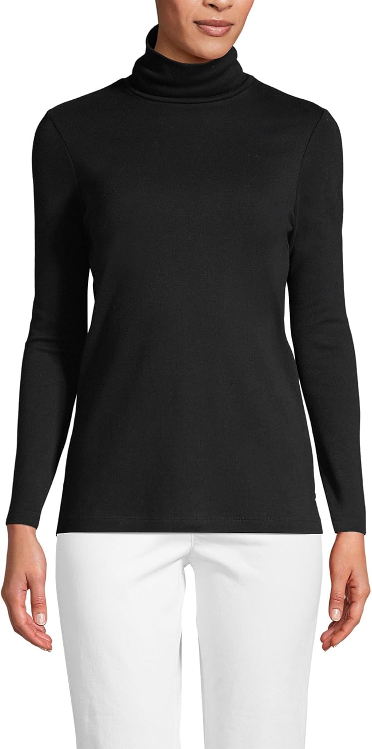 Lands' End Women's Supima Cotton Fitted Long Sleeve Turtleneck