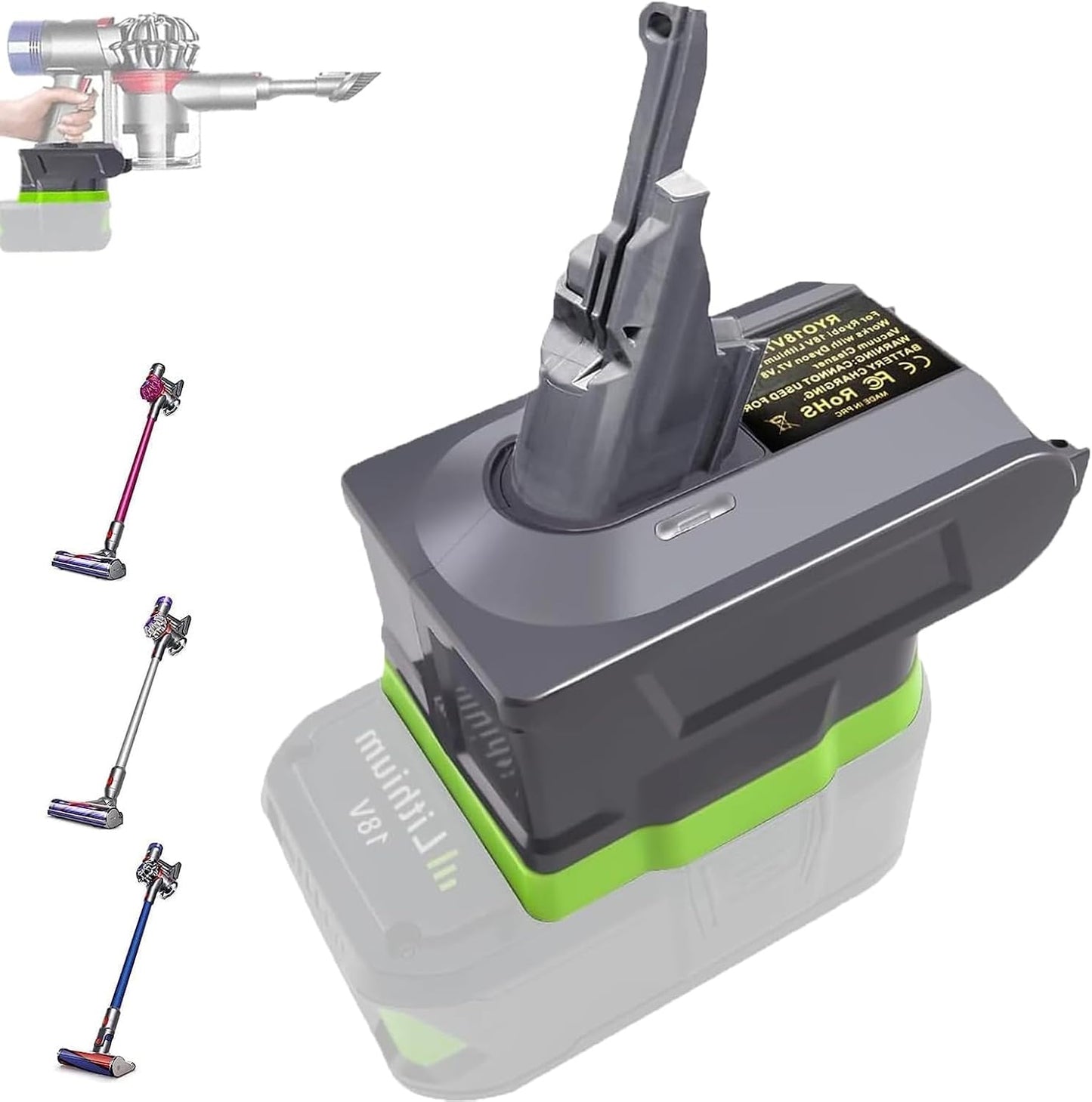 URUN 2-in-1 Adapter: Ryobi 18V Battery to Dyson V7/V8