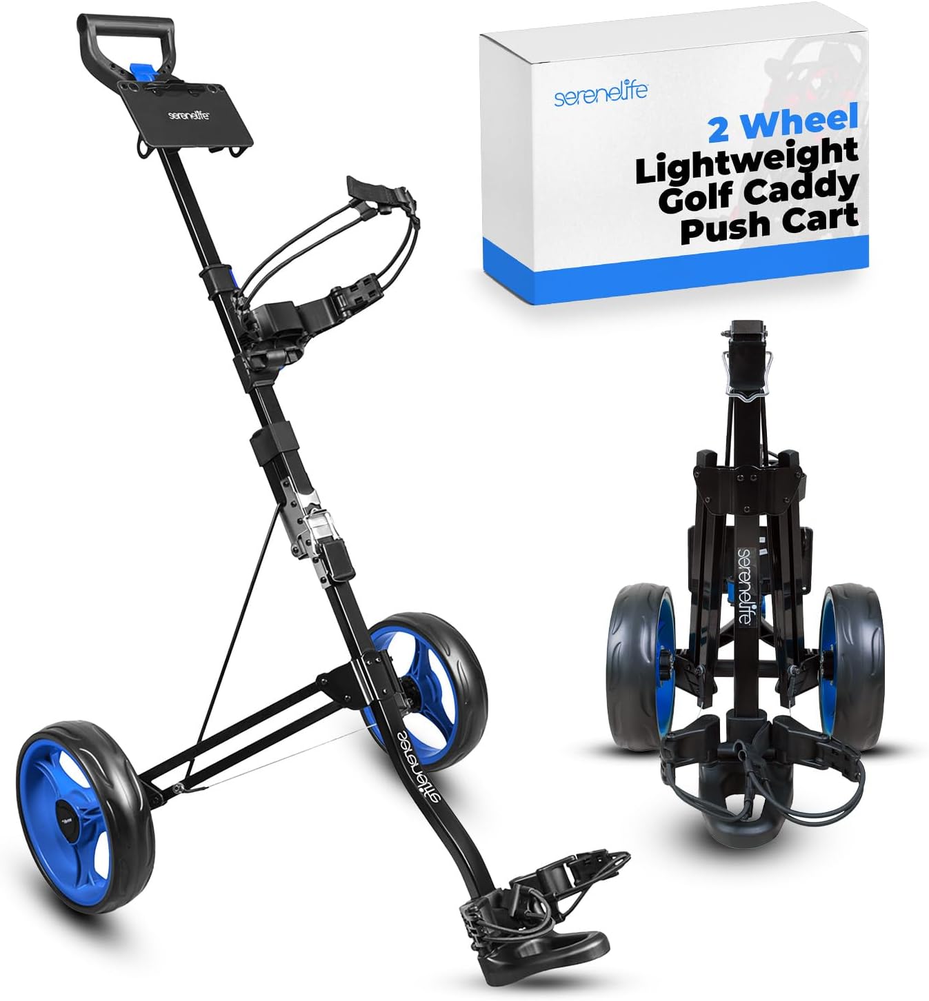 SereneLife Foldable 2-Wheel Golf Push Cart - Easy Transport