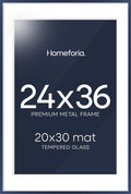 24x36 Navy Blue Picture Frame with Mat - Gallery Grade Tempered Glass