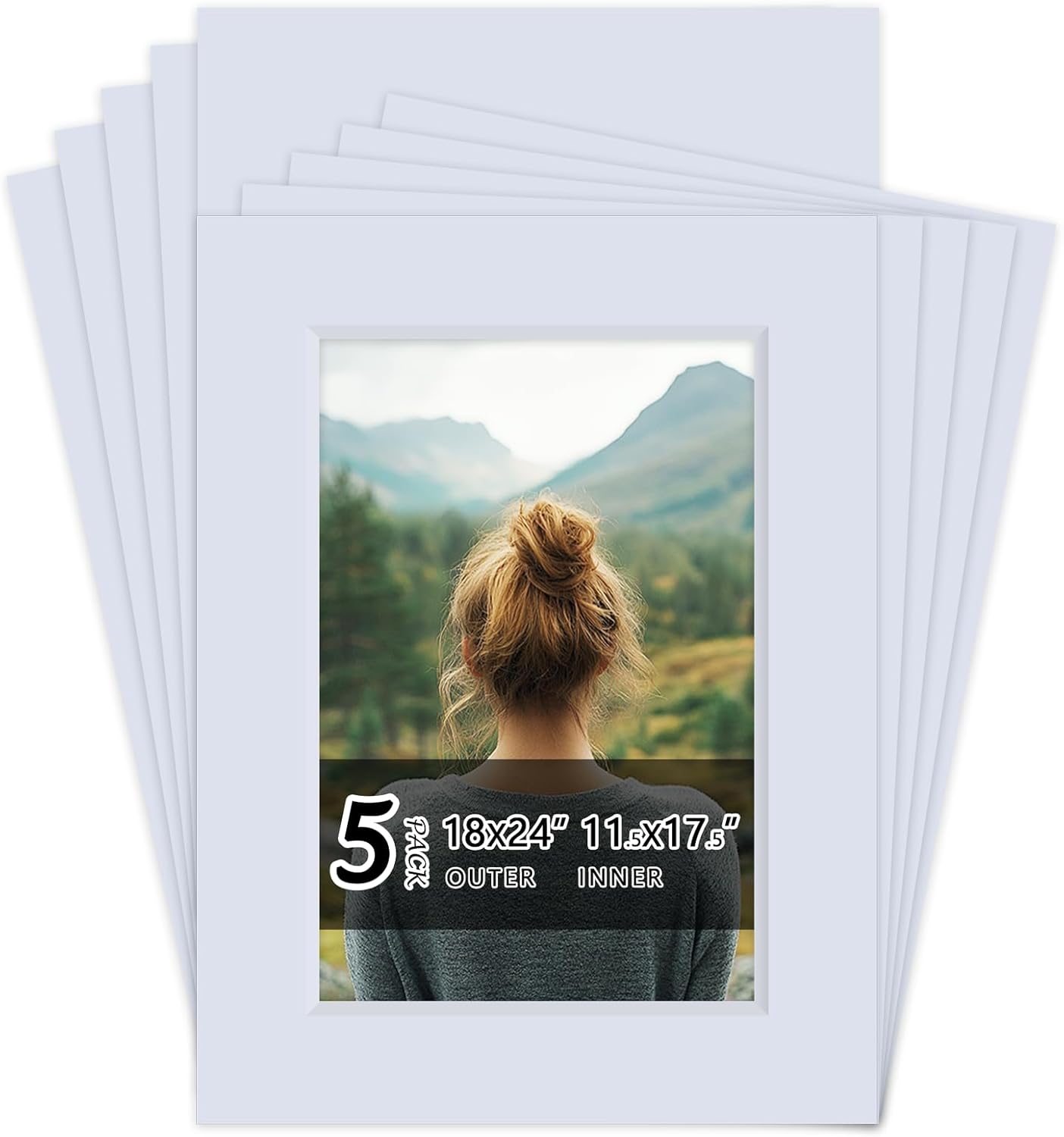 Falling in Art 5 Pack Acid Free 18x24 White Picture Mats