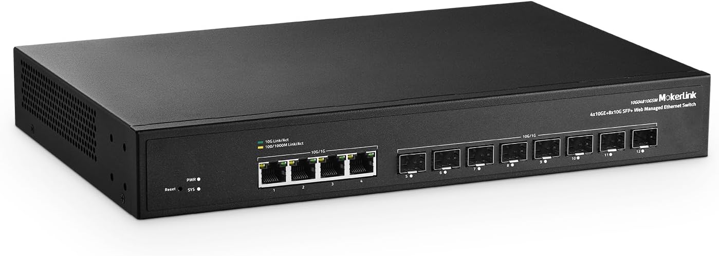 MokerLink 12 Port 10Gbps Managed Switch for High-Speed Networking