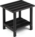 Adirondack Outdoor Side Table 2-Tier Solid Patio End Table - Weather