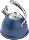 2.5 Quart Blue Whistling Tea Kettle Stovetop - Dolphin Handle