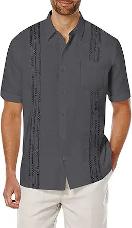 COOFANDY Men's Short Sleeve Linen Shirt for Beach Style