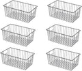 16inch Freezer Wire Storage Organizer Baskets - 6PACK Black