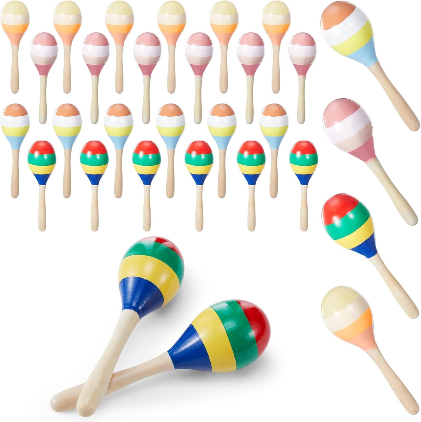 Colorful Wooden Maracas Rattles for Musical Fun and Parties
