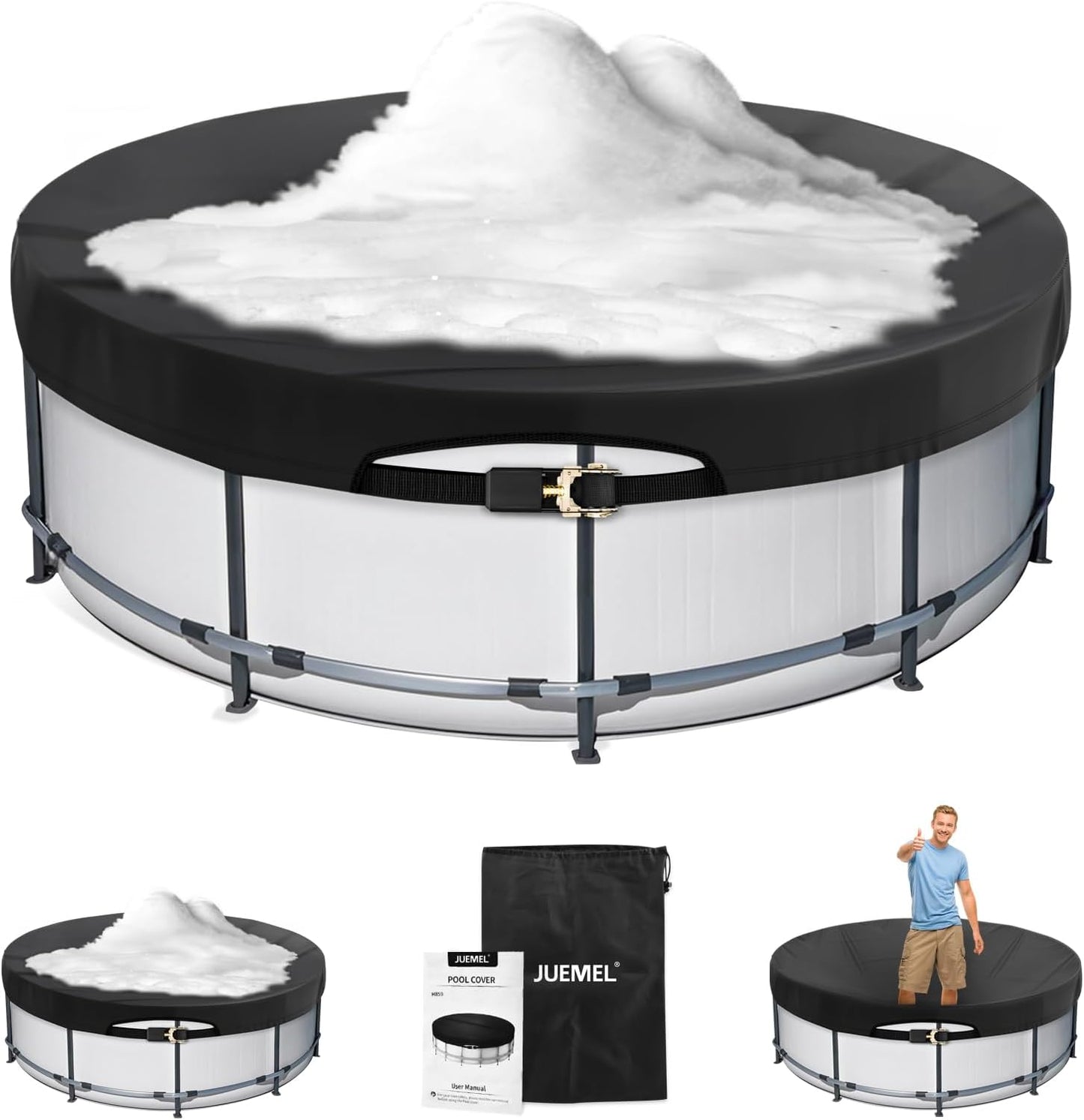 15FT/18FT Winter Round Pool Cover with Ratchet Strap Tightener