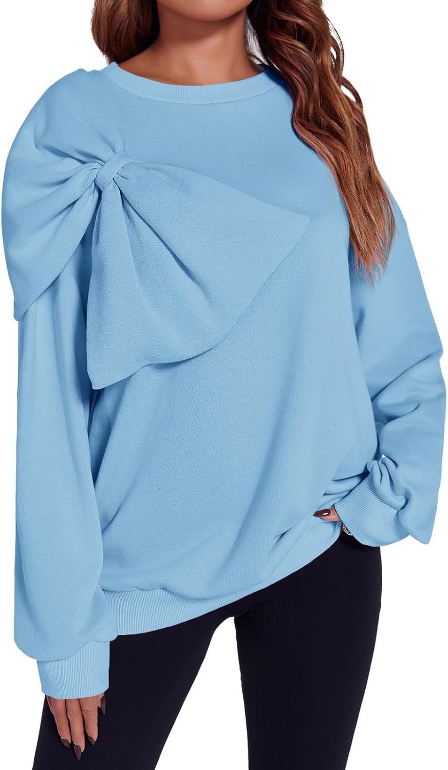 Fisoew Womens Oversized Sweatshirt with Bow Tie for Fall Style