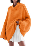 Oversized Mock Neck Batwing Sweater - Cozy Ribbed Tunic Women's