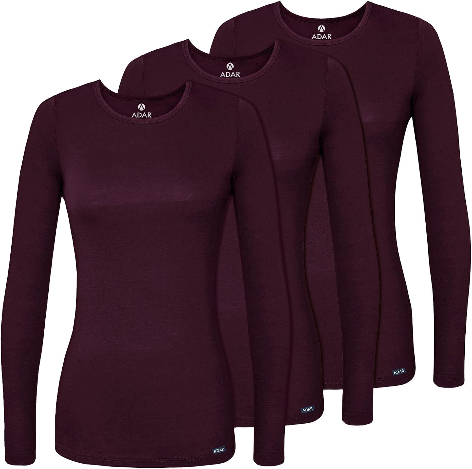 Adar Underscrubs for Women Long Sleeve Comfort Tee 3 Pack
