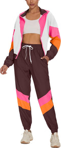 UOUA Women's Color Block 2 Piece Tracksuit Set - 80s 90s Vibe
