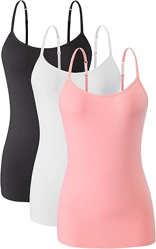 Orrpally Women Cotton Camisole Shelf Bra Cami Tank Tops 3-Pack