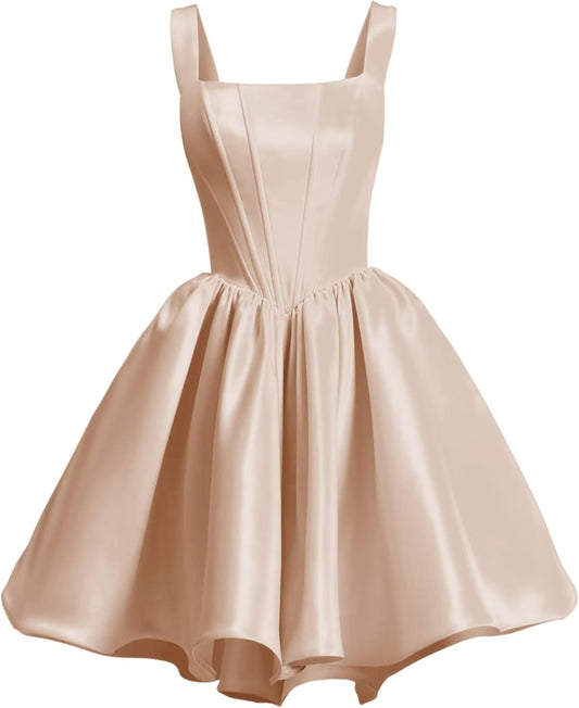 Elegant Spaghetti Straps Satin Homecoming Dresses for Teens