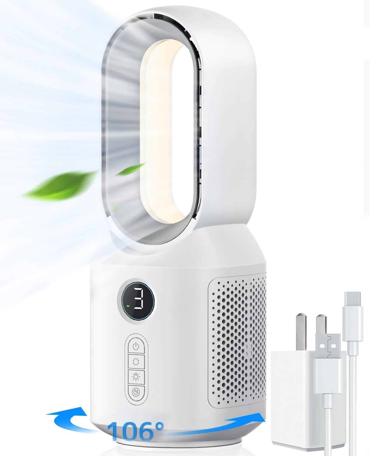 let'me 106 Oscillating Bladeless Fan - LED Light, 3 Speeds