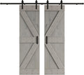 48 in/60 in/72 in/84 in X 84 in Knotty Wood Double Sliding Barn Door