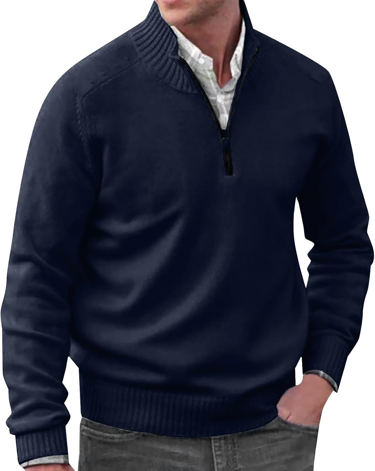 Men's Cozy Mock Neck Sweater - Classic & Lightweight
