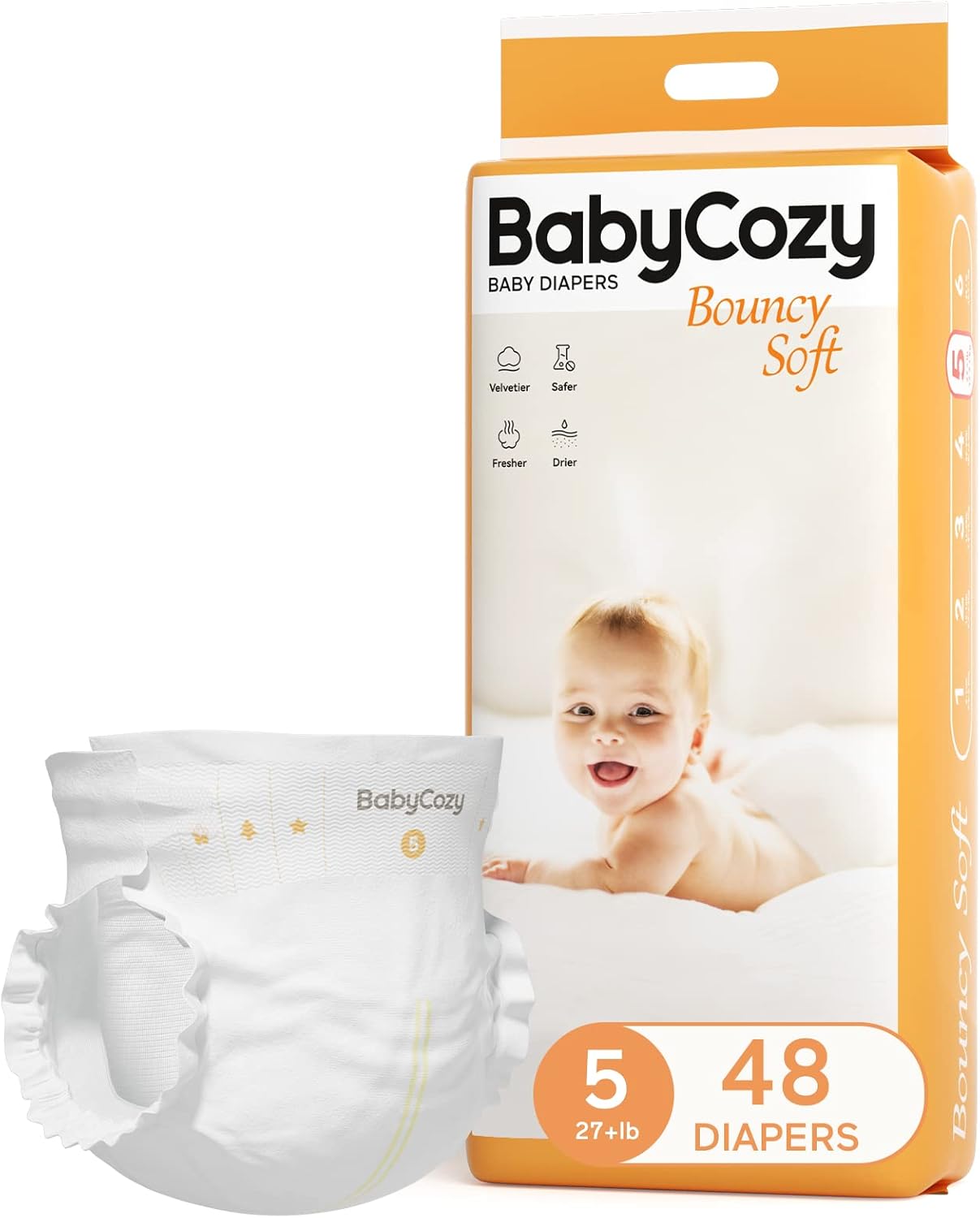 Babycozy Dry Disposable Diapers Size 5 for Sensitive Skin