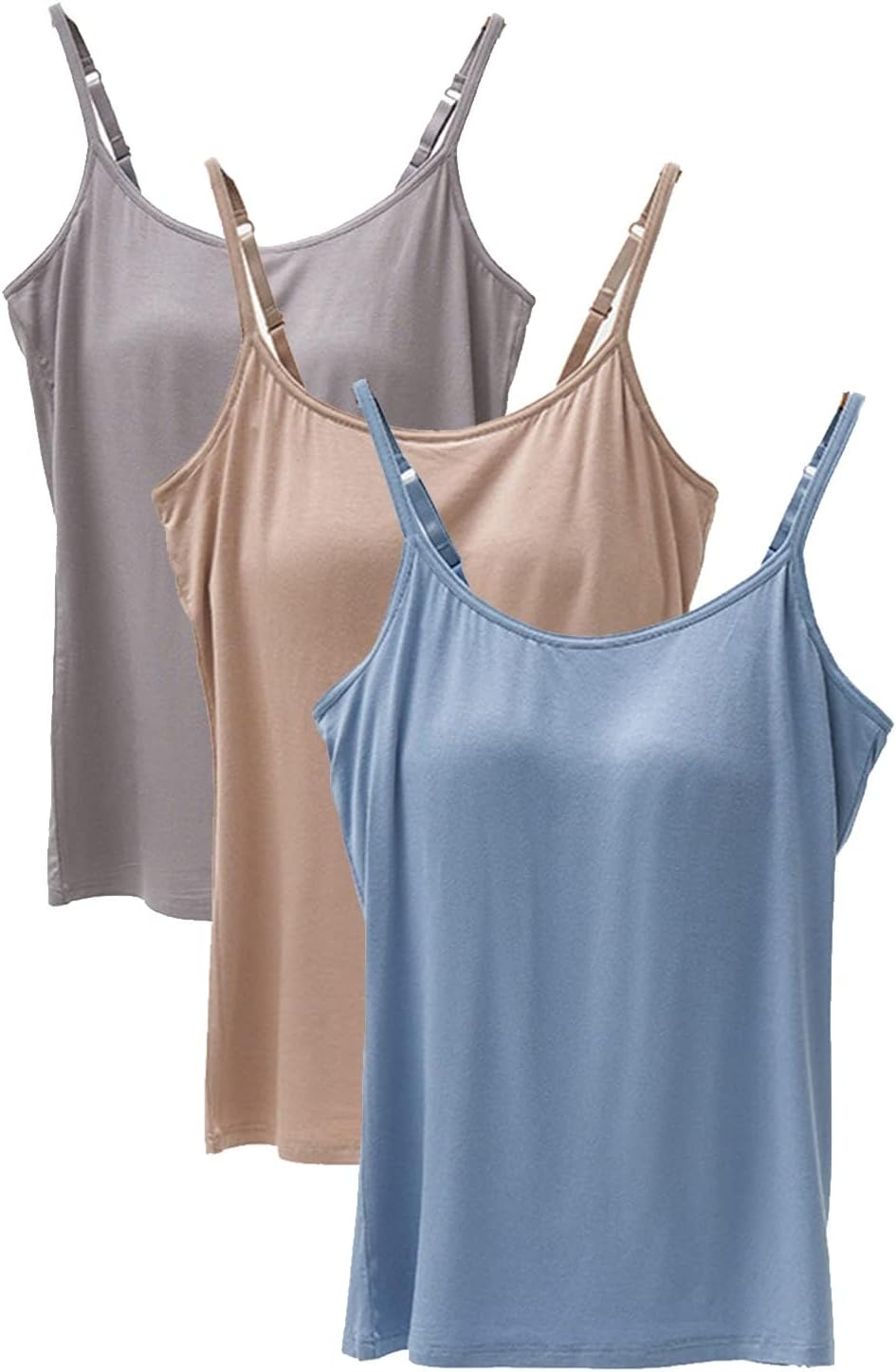 Womens Tank Tops Adjustable Strap Camisole with Built-in Bra