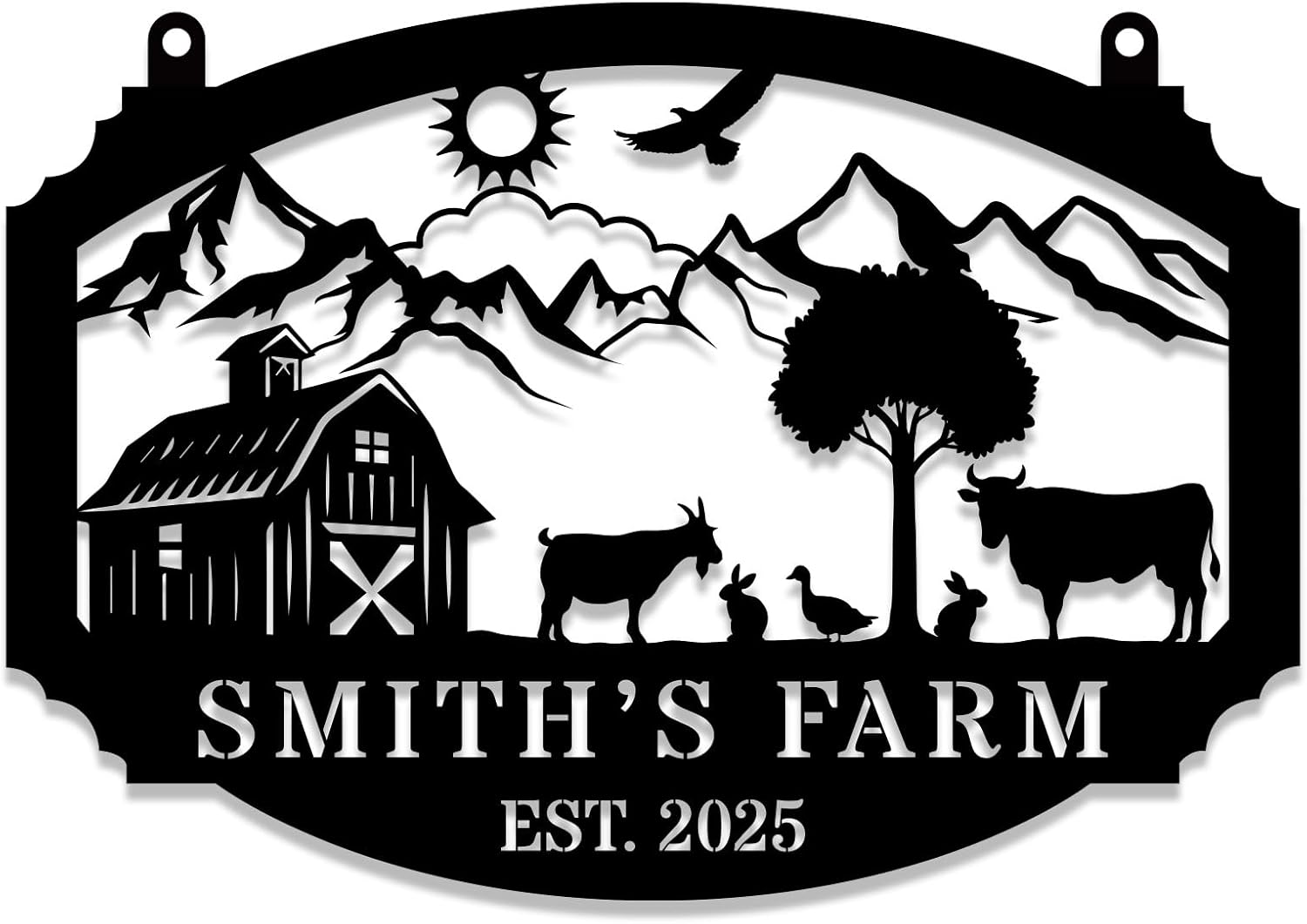 Personalized Metal Farm Hanging Sign for Unique Home Decor