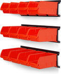 Ultrawall Wall Mounted Storage Bins - 12 Bins on 3 Rails for Garage