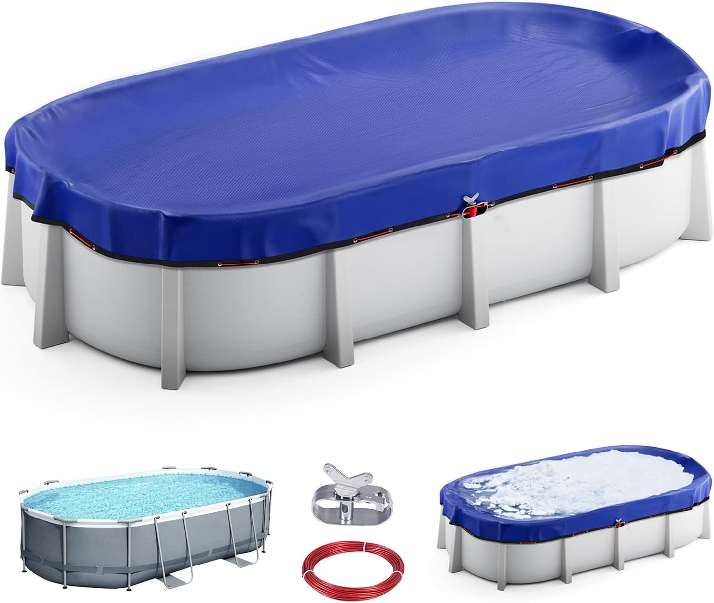 UIRWAY Upgraded 12x20 ft Oval Winter Pool Cover for Protection