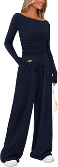 PRETTYGARDEN Women's Asymmetrical 2 Piece Lounge Set - Comfortable
