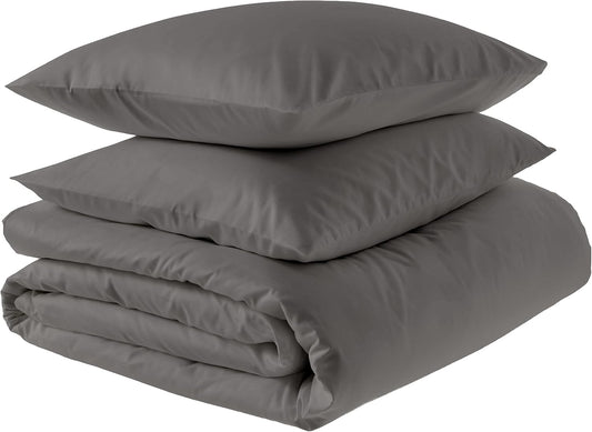 100% Organic Cotton King Duvet Cover Set - Dark Gray Comfort