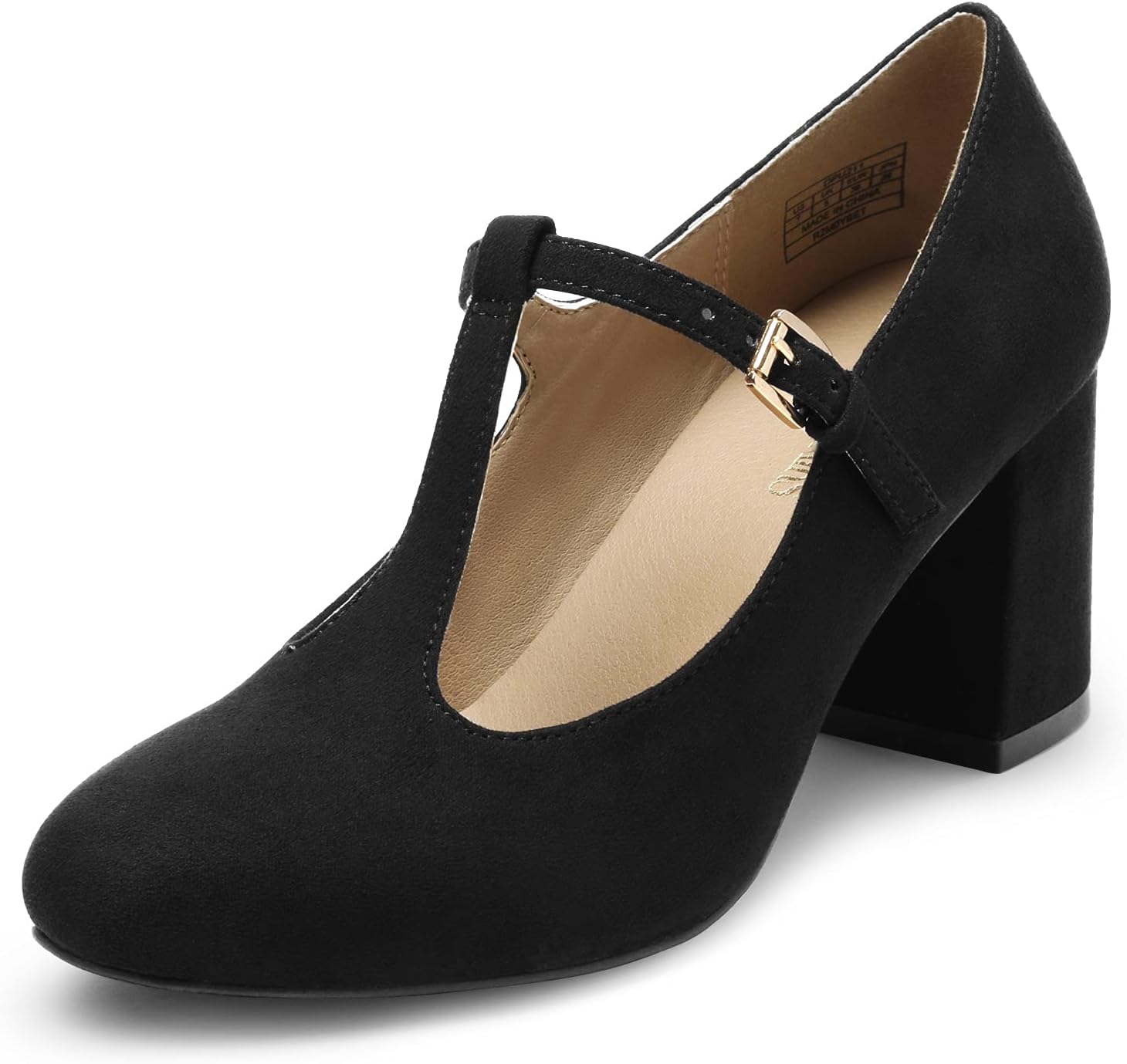 DREAM PAIRS Low Chunky Heels T-Strap Mary Jane Pumps for Women