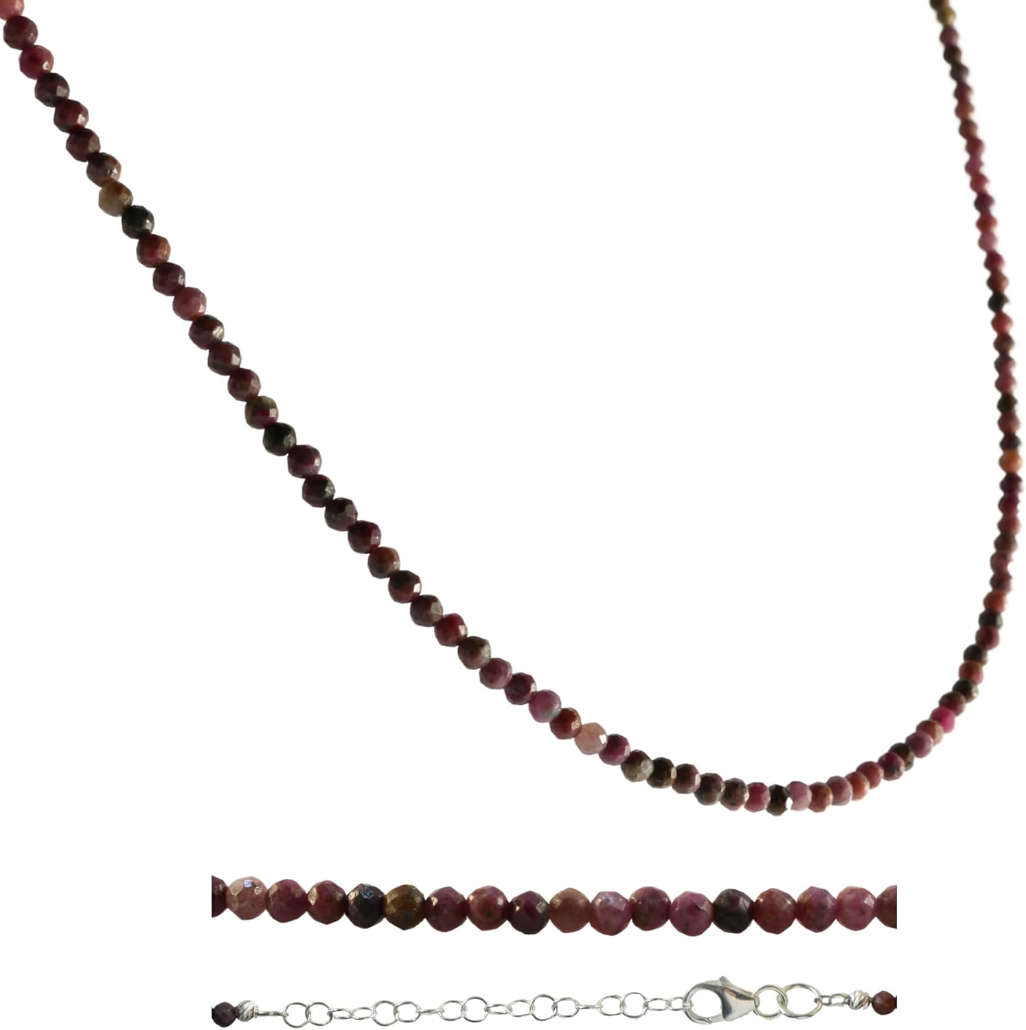 Natural Gemtone Beads Handmade Necklace with Silver Extender
