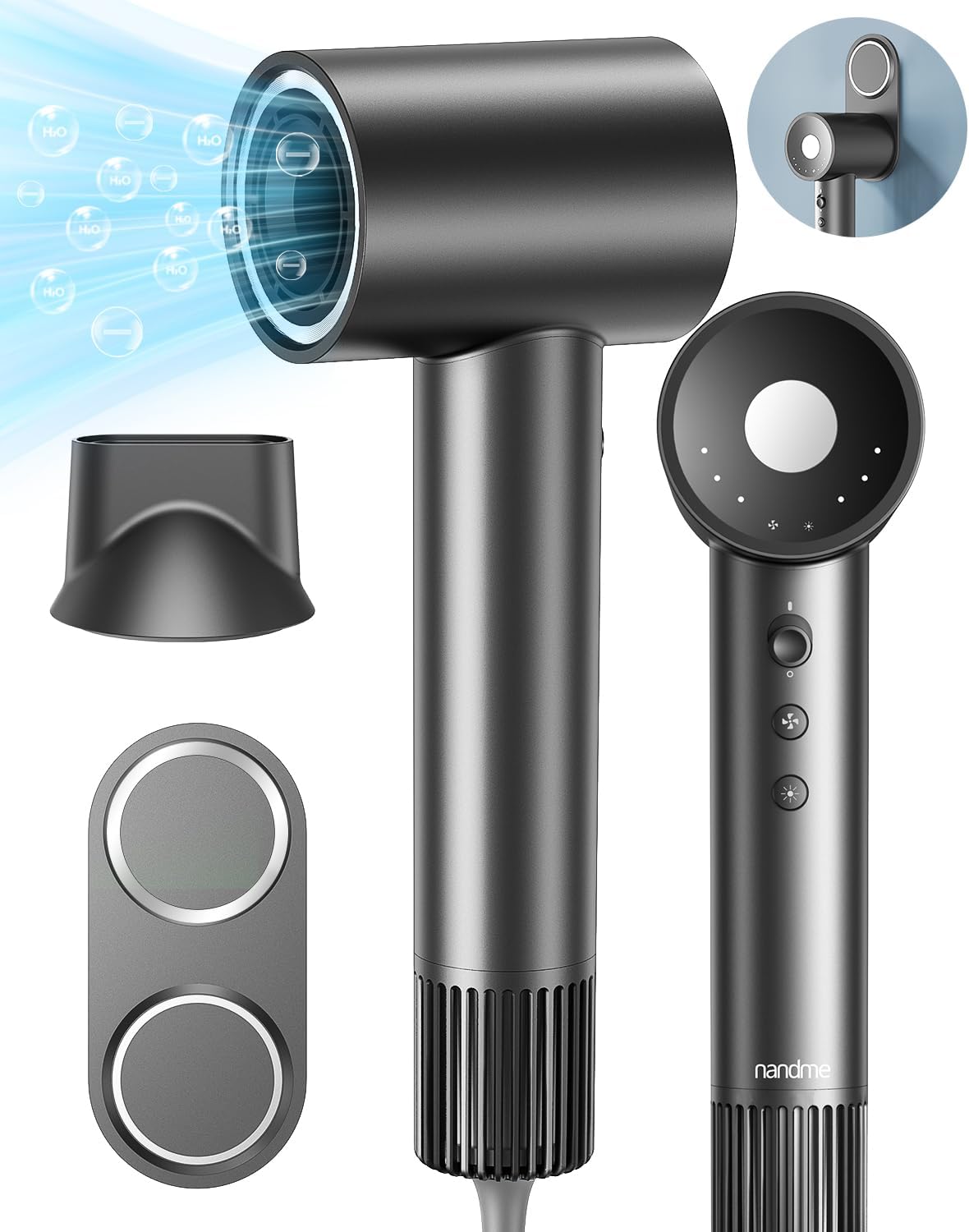 Nandme Fast Drying Hair Dryer - 110000 RPM Speed, Quiet 1600W Travel Dryer