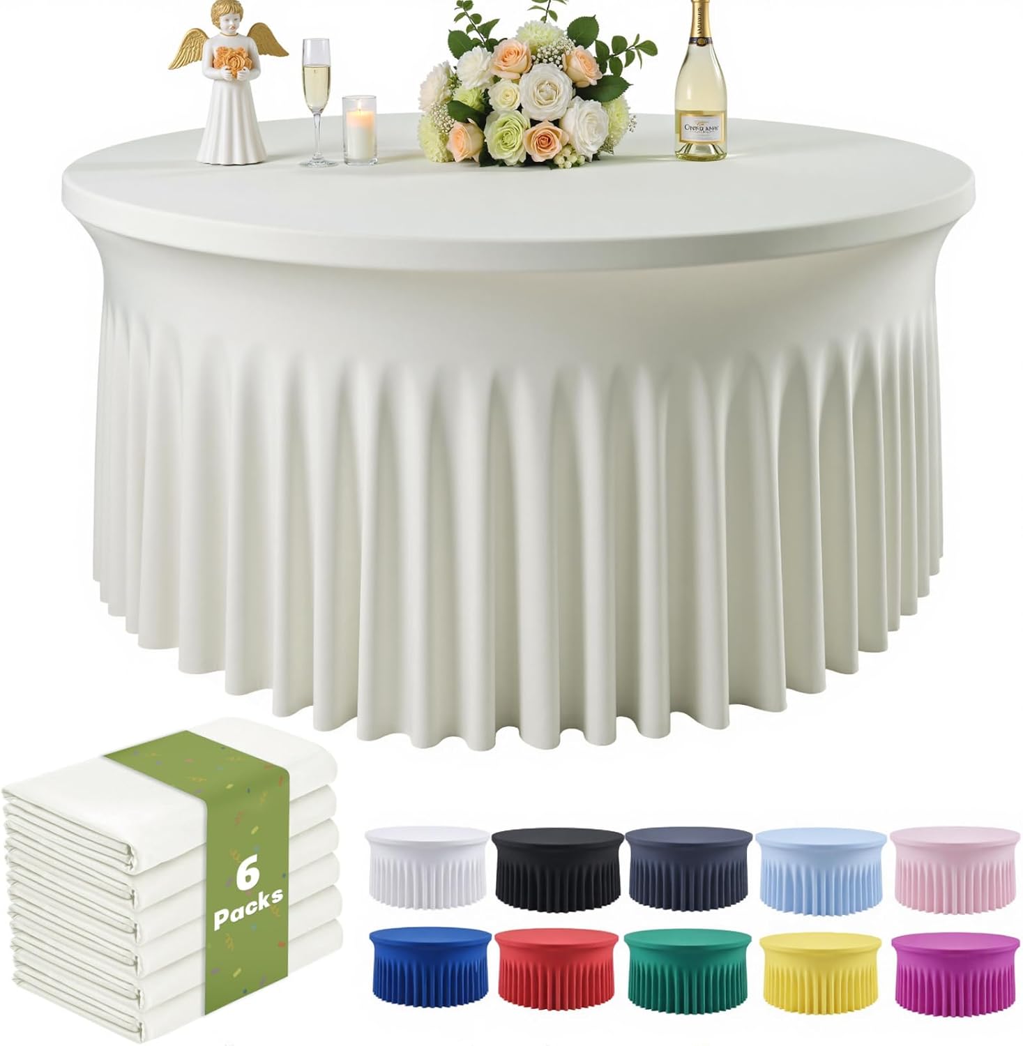 Elegant 6 Pack Ivory Round Tablecloths for 60in Tables