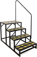 4 Step RV Stairs with Handrail - Stable Portable Hot Tub and Camper
