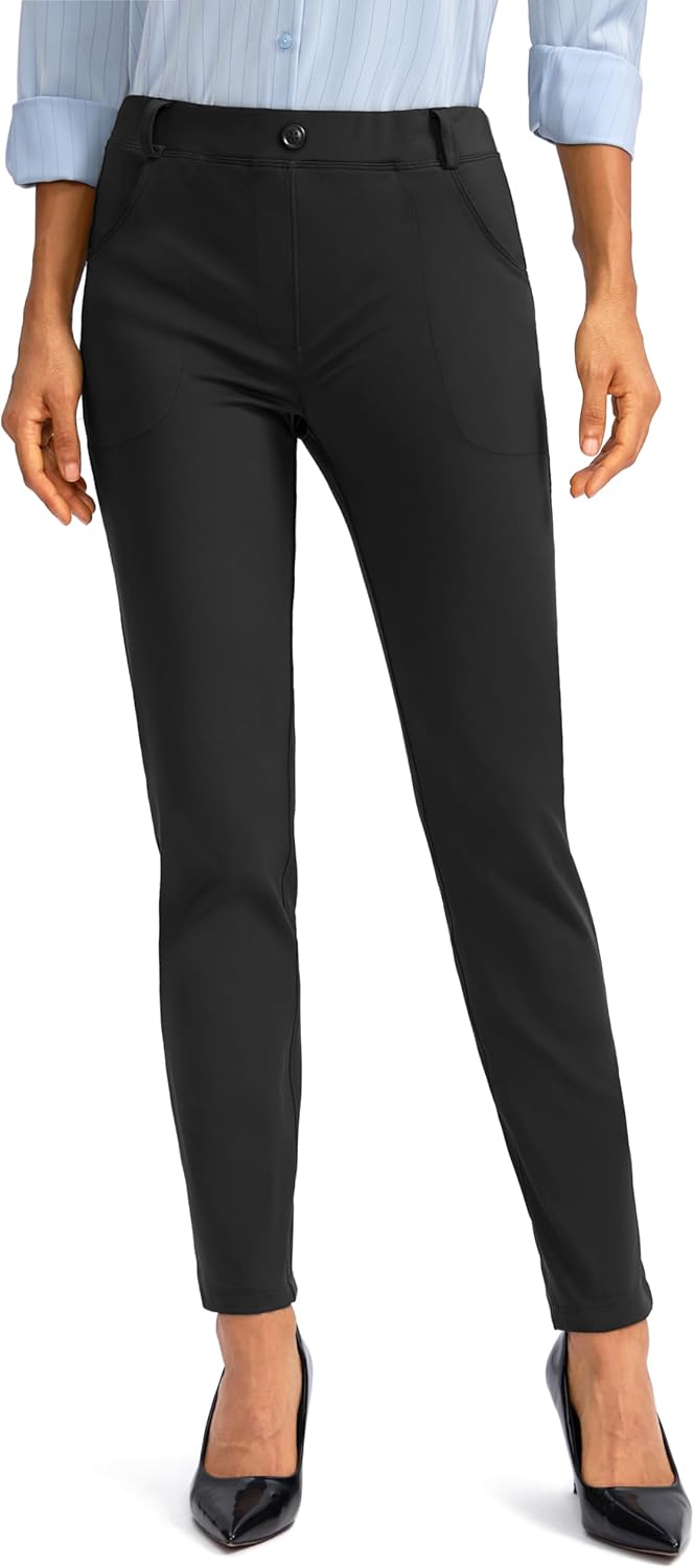 Rammus Women's Fleece Lined Dress Pants for Cold Weather Wear