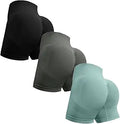 OVESPORT 3 Piece Seamless Scrunch Butt Lifting High Waisted Workout