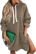 SHEWIN Oversized Hooded Sweatshirt Dress - Cozy Everyday Pullover Made
