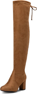 Over The Knee High Boots Suede Thigh High Boot - 3in Chunky Heel